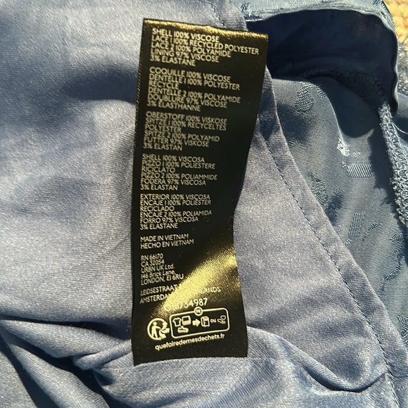 NWT Anthropologie Asymmetrical Lace Blue Maxi Dress Size 16 - Picture 13 of 15